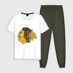Мужская пижама с белой футболкой хлопок Chicago Blackhawks Kane