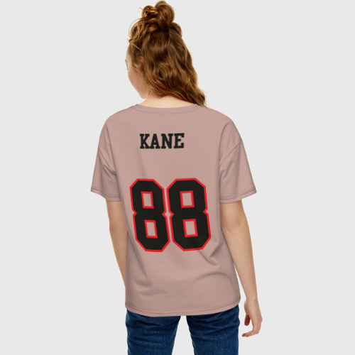 Женская футболка хлопок Oversize с принтом Chicago Blackhawks Kane, вид сзади #2