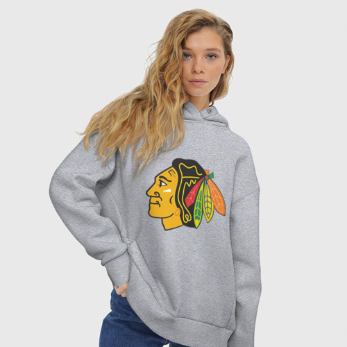 Женское худи Oversize хлопок Chicago Blackhawks Kane, цвет меланж - фото 4