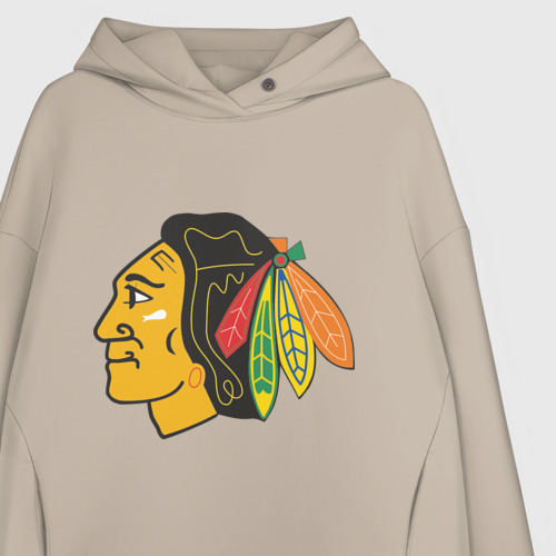 Женское худи Oversize хлопок Chicago Blackhawks, цвет миндальный - фото 3