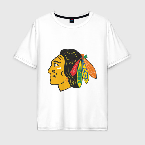 Мужская футболка хлопок Oversize Chicago Blackhawks, цвет белый