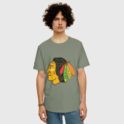 Мужская футболка хлопок Oversize Chicago Blackhawks - фото 2