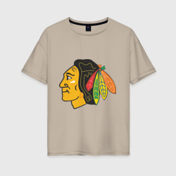 Женская футболка хлопок Oversize Chicago Blackhawks