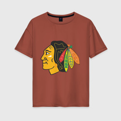 Женская футболка хлопок Oversize Chicago Blackhawks