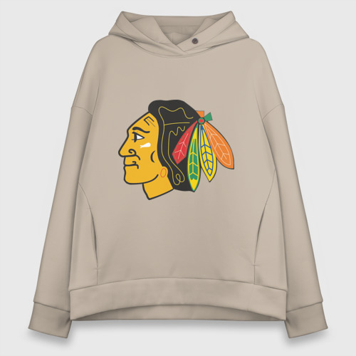 Женское худи Oversize хлопок Chicago Blackhawks, цвет миндальный