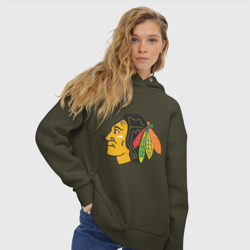 Женское худи Oversize хлопок Chicago Blackhawks - фото 2