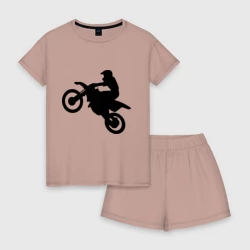 Женская пижама с шортиками хлопок Мотоцикл мотокросс