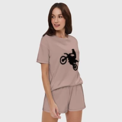 Женская пижама с шортиками хлопок Мотоцикл мотокросс - фото 2