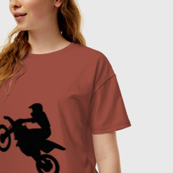 Женская футболка хлопок Oversize Мотоцикл мотокросс - фото 2