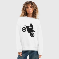 Женский свитшот oversize без начеса хлопок Мотоцикл мотокросс - фото 2