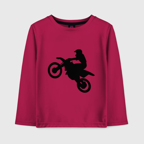 Детский лонгслив хлопок Мотоцикл мотокросс, цвет маджента