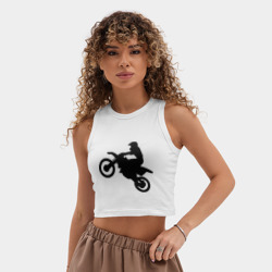 Женская укороченная майка-топ хлопок Мотоцикл мотокросс - фото 2