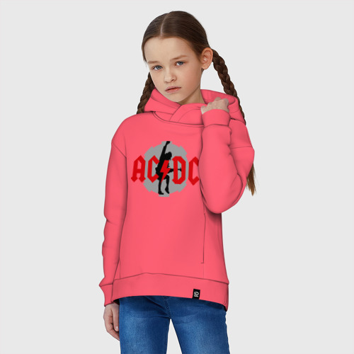 Детское худи Oversize хлопок AC DC Ангус Янг, цвет коралловый - фото 3