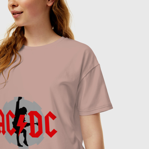 Женская футболка хлопок Oversize с принтом AC DC Ангус Янг, фото на моделе #1