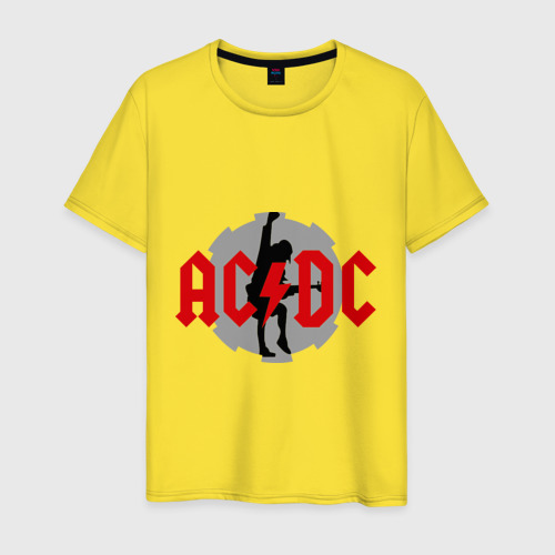 Мужская футболка хлопок AC DC Ангус Янг, цвет желтый