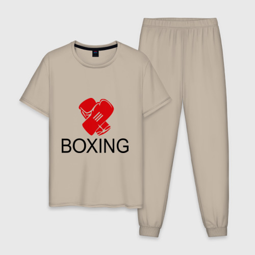 Мужская пижама хлопок Boxing (2), цвет миндальный