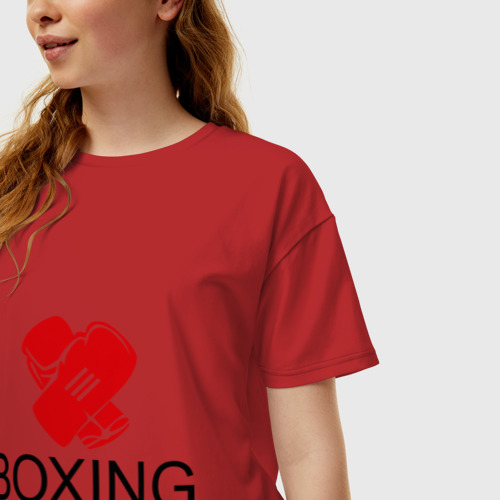 Женская футболка хлопок Oversize Boxing (2), цвет красный - фото 3