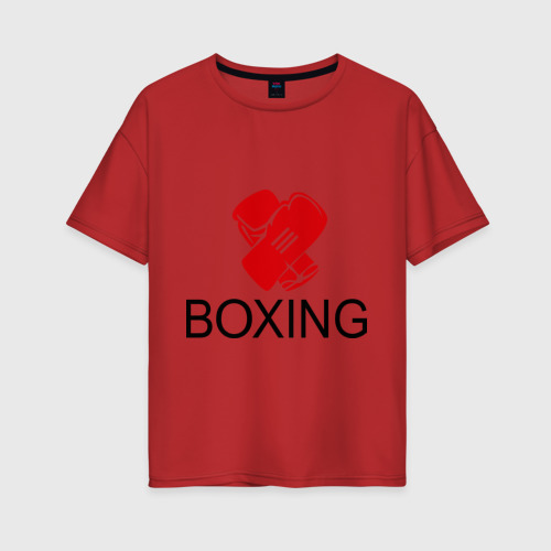 Женская футболка хлопок Oversize Boxing (2), цвет красный