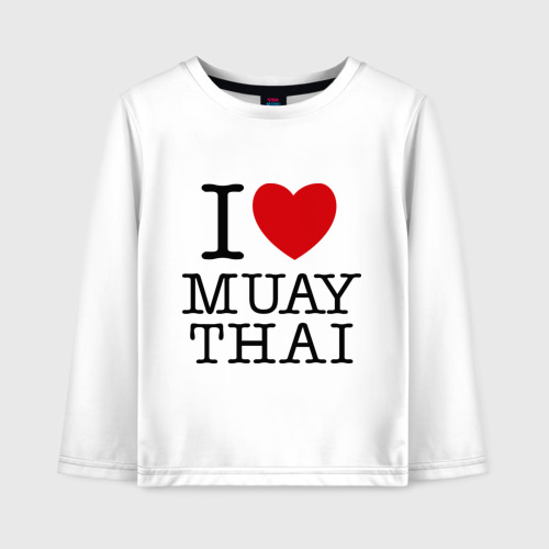 Детский лонгслив хлопок I love Muay Thai, цвет белый