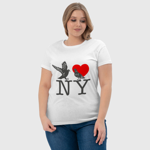 Женская футболка хлопок Love NY, цвет белый - фото 6