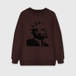 Женский свитшот oversize без начеса хлопок Ленин с ирокезом