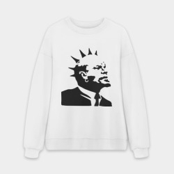 Мужской свитшот oversize без начеса хлопок Ленин с ирокезом