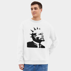 Мужской свитшот oversize без начеса хлопок Ленин с ирокезом - фото 2