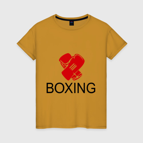 Женская футболка хлопок Boxing, цвет горчичный