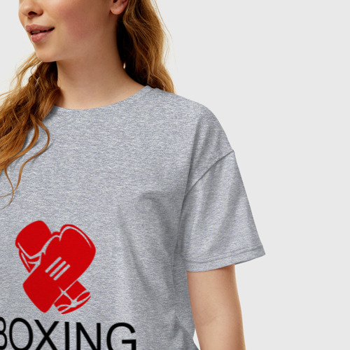 Женская футболка хлопок Oversize Boxing, цвет меланж - фото 3