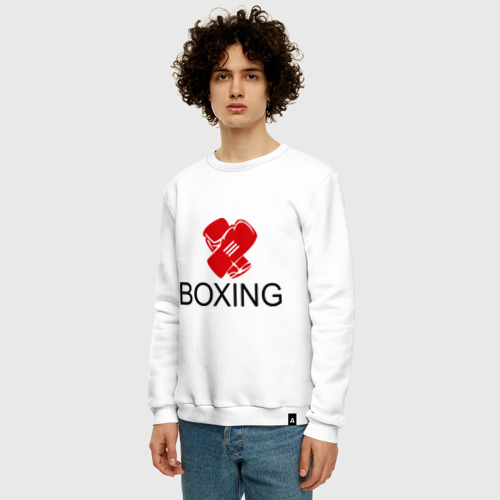Мужской свитшот хлопок Boxing, цвет белый - фото 3