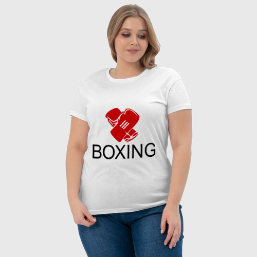 Женская футболка хлопок Boxing, цвет белый - фото 6