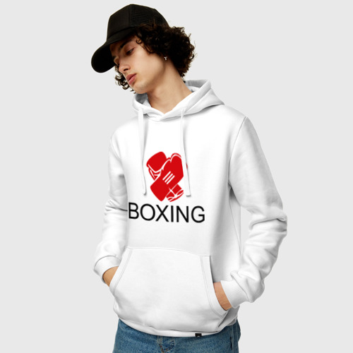 Мужская толстовка хлопок Boxing, цвет белый - фото 3