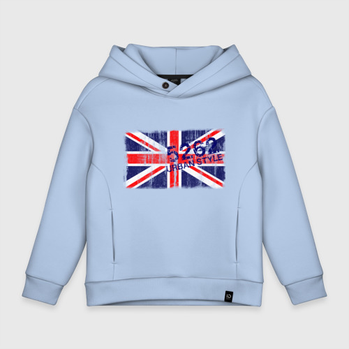 Детское худи Oversize хлопок England Urban flag, цвет мягкое небо