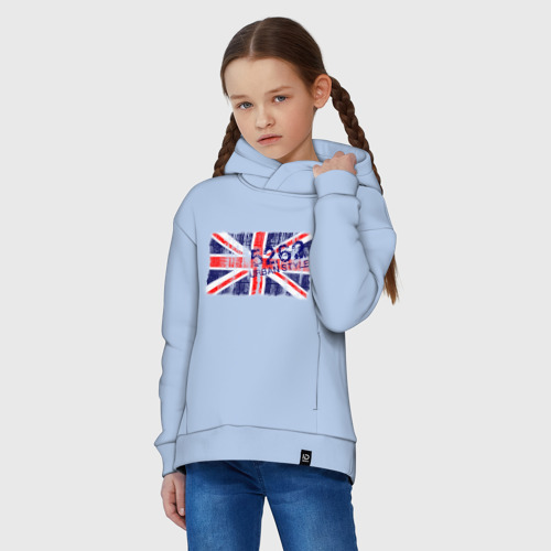 Детское худи Oversize хлопок England Urban flag, цвет мягкое небо - фото 3