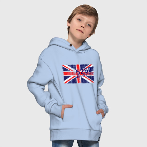 Детское худи Oversize хлопок England Urban flag, цвет мягкое небо - фото 9