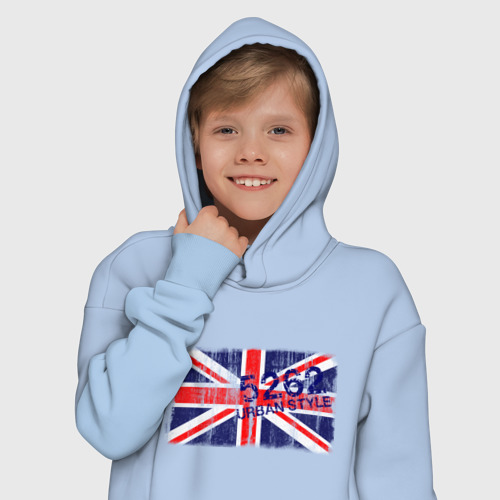 Детское худи Oversize хлопок England Urban flag, цвет мягкое небо - фото 12