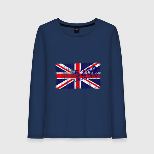 Женский лонгслив хлопок England Urban flag, цвет темно-синий