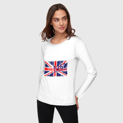 Лонгслив с принтом England Urban flag для женщины, вид на модели спереди №2. Цвет основы: белый