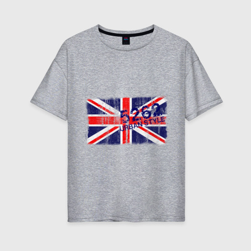 Женская футболка хлопок Oversize England Urban flag, цвет меланж