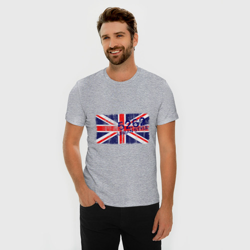 Мужская футболка хлопок Slim England Urban flag, цвет меланж - фото 3