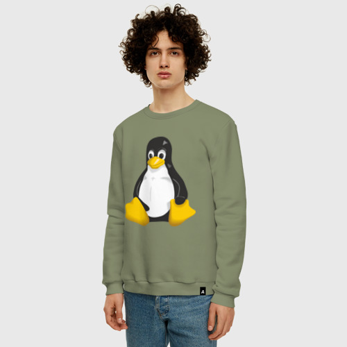 Мужской свитшот хлопок Linux 7, цвет авокадо - фото 3