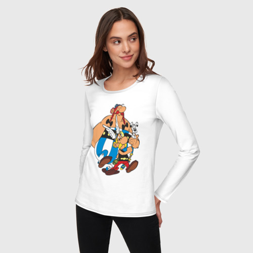 Женский лонгслив хлопок с принтом Asterix&Obelix (3), фото на моделе #1