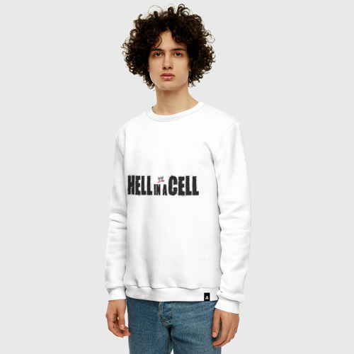 Мужской свитшот хлопок Hell in a Cell, цвет белый - фото 3