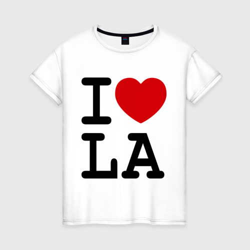 Женская футболка хлопок I love LA, цвет белый