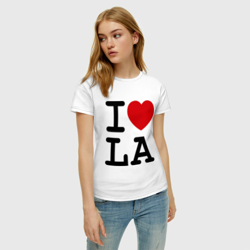 Женская футболка хлопок I love LA, цвет белый - фото 3