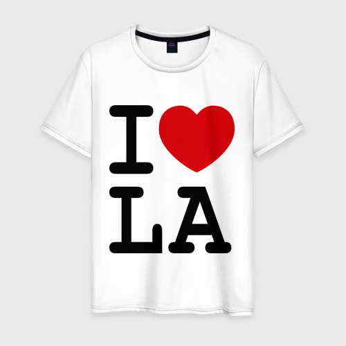 Мужская футболка хлопок I love LA, цвет белый