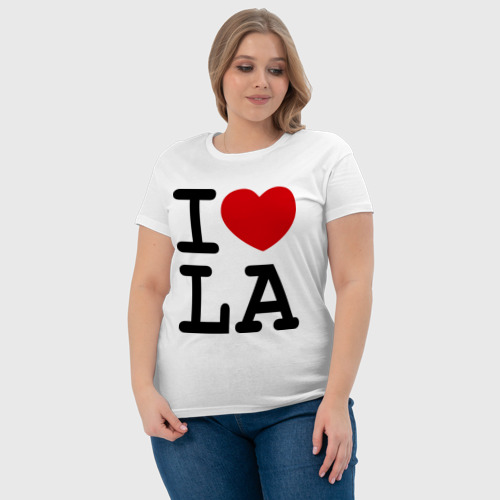 Женская футболка хлопок I love LA, цвет белый - фото 6