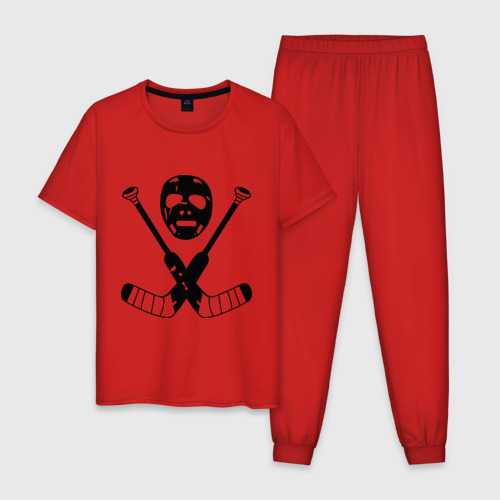 Мужская пижама хлопок Хоккей 11, цвет красный
