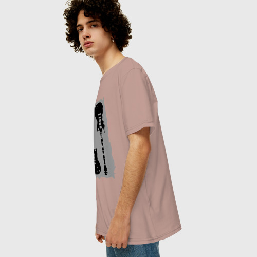 Мужская футболка хлопок Oversize с принтом Две гитары, вид сбоку #3