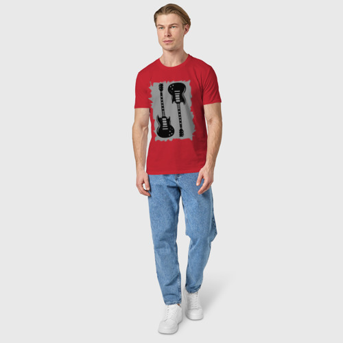 Мужская футболка хлопок Две гитары, цвет красный - фото 5